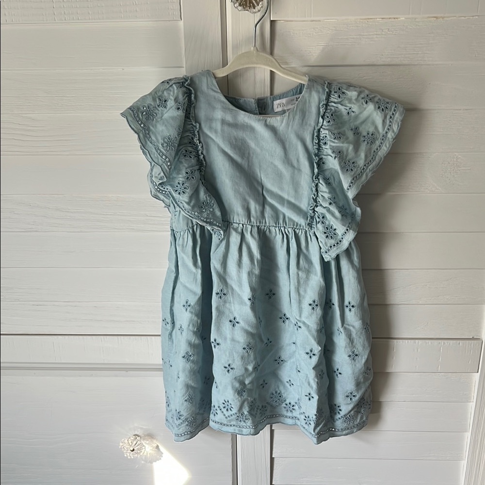 Blue Eyelet Kids Dress